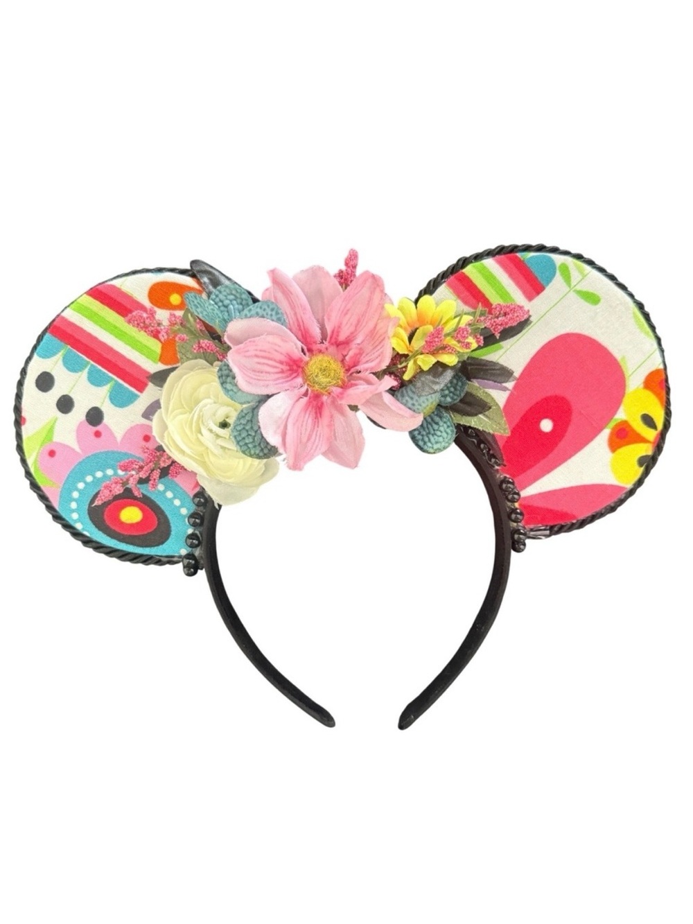 Floral Mouse Ears Headband Retro Flowers Colorful Floral Whimsical Disney Mickey